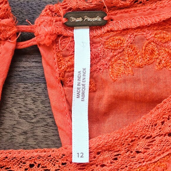 Free People Women Orange Dress 12 Whimsygoth, Boho Fall, Folk Festival Look - Picture 4 of 16